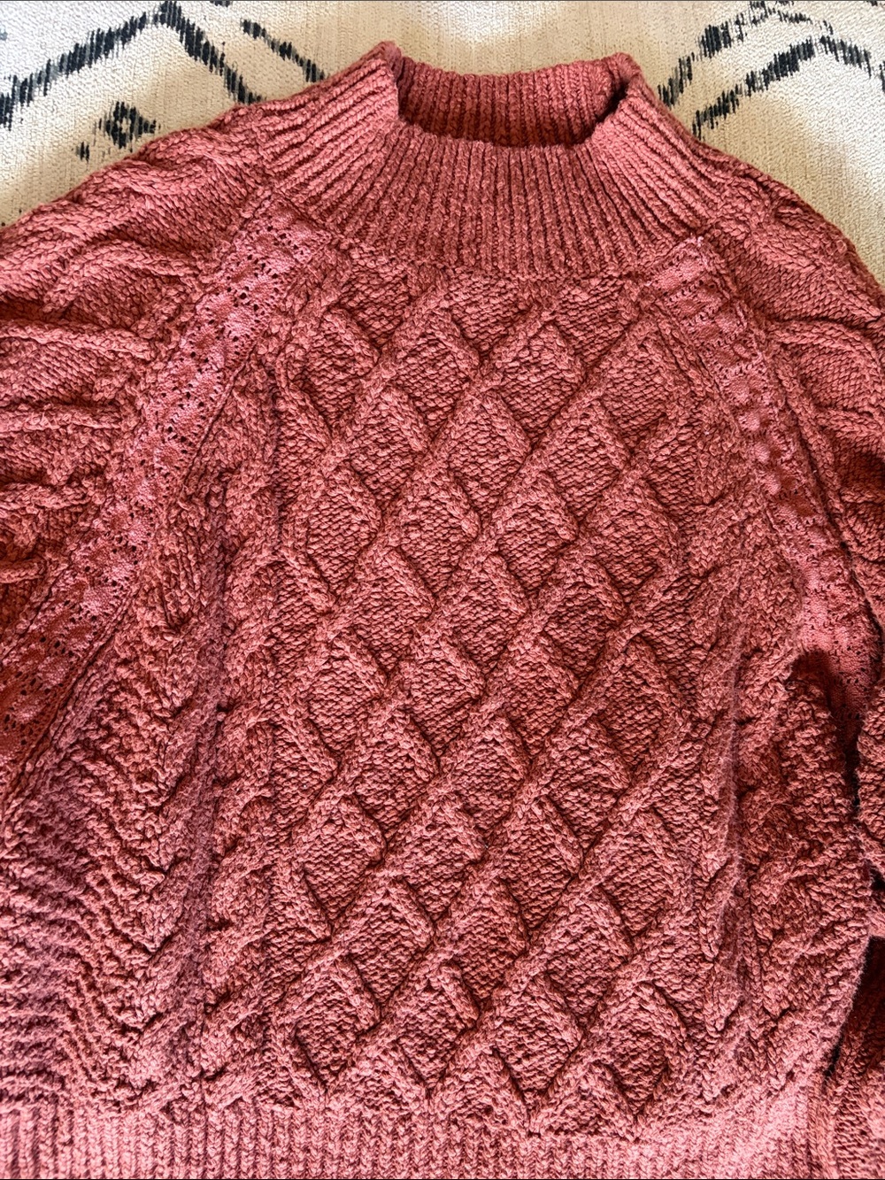 Free people Parfait textured pullover sweater in rust, size large - Picture 5 of 8